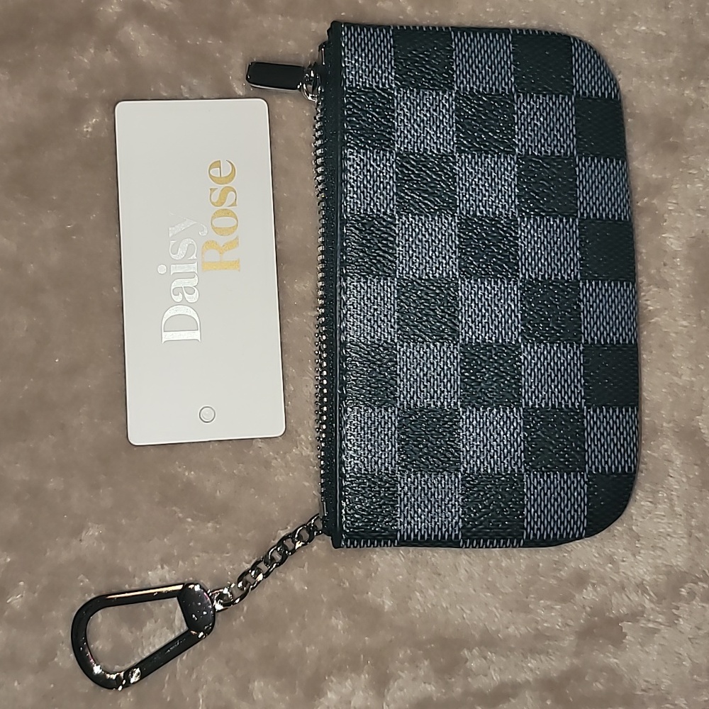Daisy Rose Black Checkered Coin purse/Card holder/Keychain